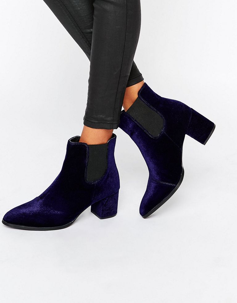 Park Lane Interest Material Heeled Chelsea Boots, $73 (was $106); at ASOS https://us.asos.com/park-lane/park-lane-interest-material-heeled-chelsea-boots/prd/6793842?iid=6793842&clr=Blue