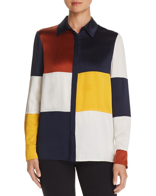 tory burch bloomingdales colorblock button-up blouse