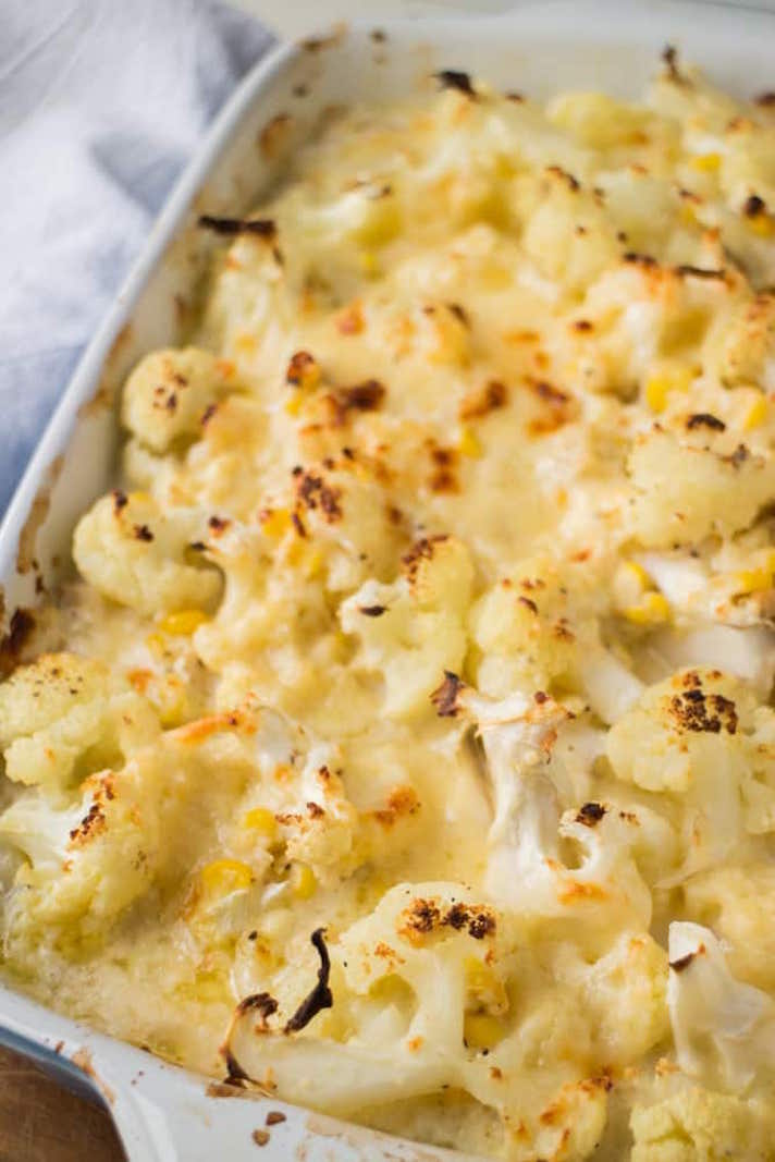 STYLECASTER | 17 Vegetable Recipes That Are Mostly Just Cheese | Cheddar Cheese Cauliflower Casserole