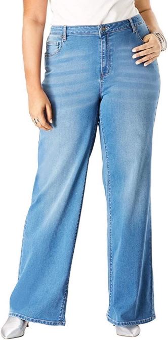 STYLECASTER | 2020 Denim Trends | wide leg plus size jeans