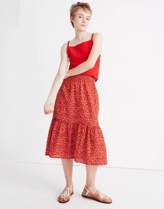 STYLECASTER | Madewell Sale May 2020 | floral tiered skirt