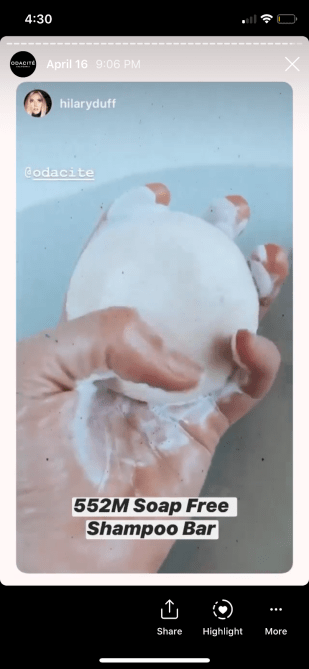 hilary duff shampoo bar