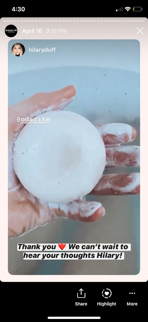 hilary duff shampoo bar