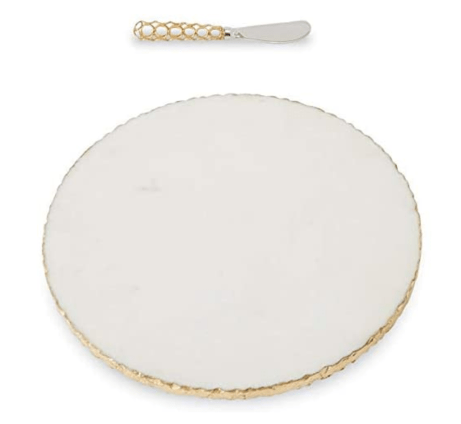 Mud Pie Gold Edge Marble Serving Board Set