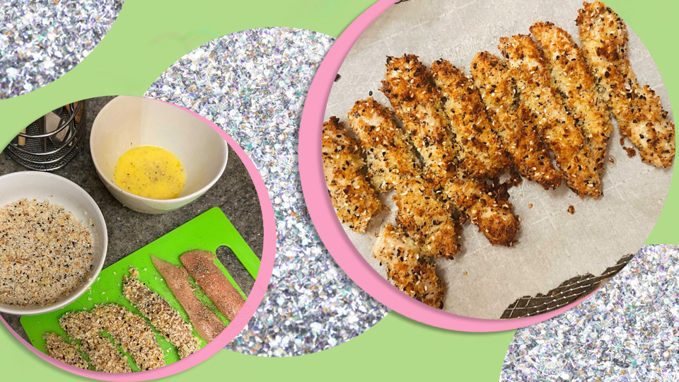 STYLECASTER | everything bagel chicken tenders air fryer recipe