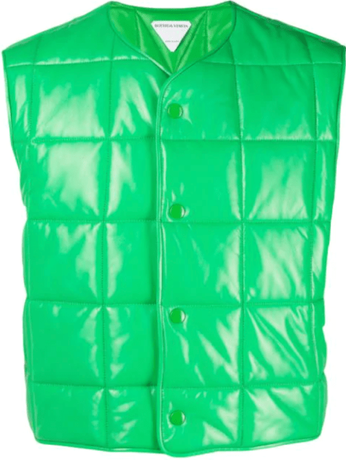 STYLECASTER | Hailey Bieber Green Puffer Vest