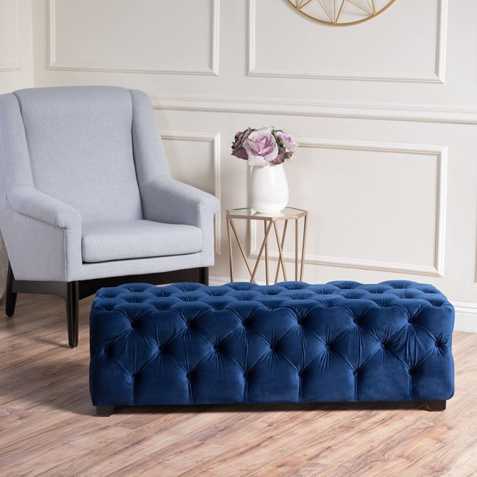 Tufted Velvet Ottoman 