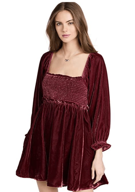 Free People Women's Daphne Velvet Sleeve Mini Dress