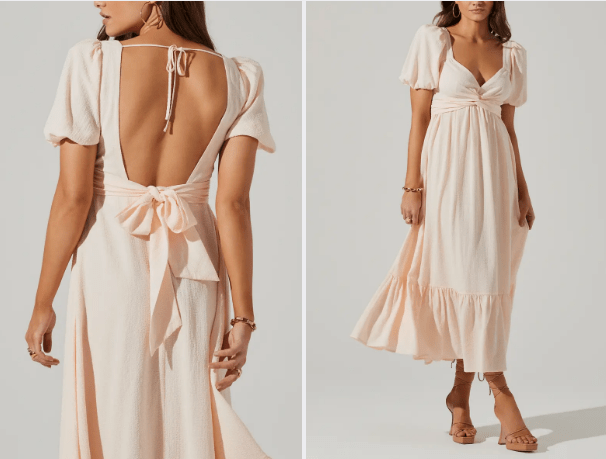 Tie Back Puff Sleeve Midi Dress ASTR THE LABEL