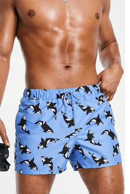 Orca Print Swim Trunks