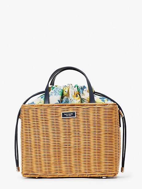 Sam Floral Medley Wicker Medium Satchel Kate Spade