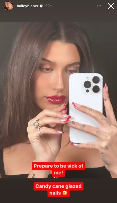 Hailey-Bieber-Candy-Cane-Glazed-Christmas-Nails