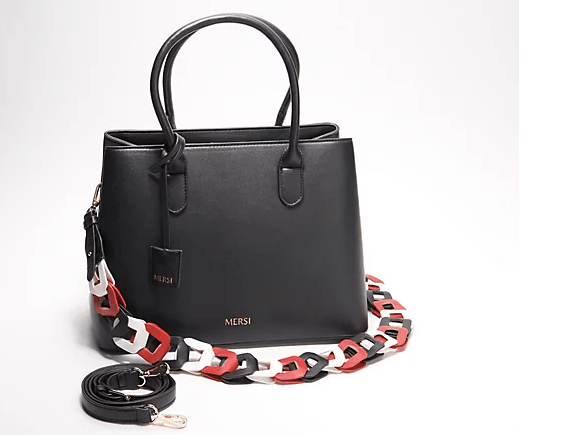 MERSI Vegan Faux Leather Satchel w/ Extra Strap