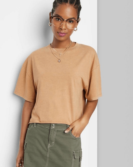  Short Sleeve Relaxed Fit Cropped T-Shirt - Wild Fable™