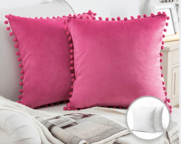 Phantoscope Pom Pom Velvet Series Decorative Throw Pillow