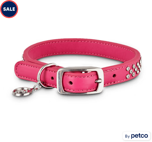 Youly Leather Bling Pink Dog Collar Petco