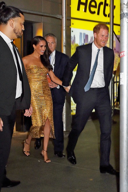 STYLECASTER | Meghan Markle Gold Dress