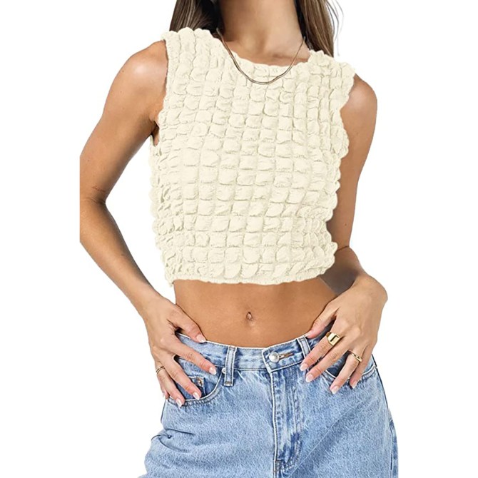 CHYRII Women's Summer Popcorn Crop Tops
