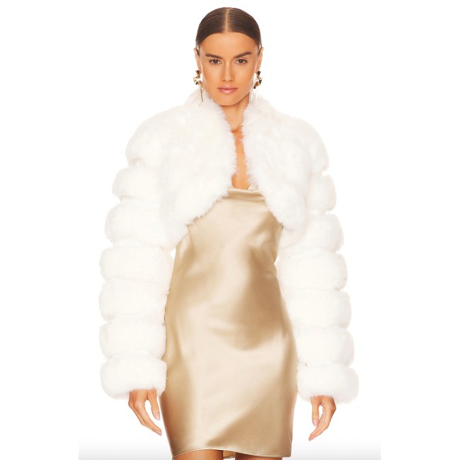 Adrienne Landau Faux Fox Fur Short Jacket