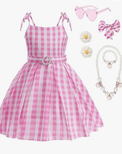 pink plaid barbie dress