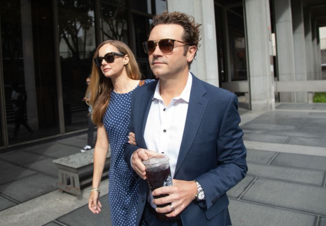 Danny Masterson arrives at Clara Shortridge Foltz Criminal Justice Center in Los Angeles, CA on Wednesday, May 31, 2023 with wife Bijou Phillips for his retrial for allegedly raping three women between 2001 and 2003.