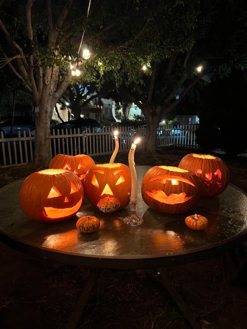 Spooky Ghost Candles and Jack-o-lanterns