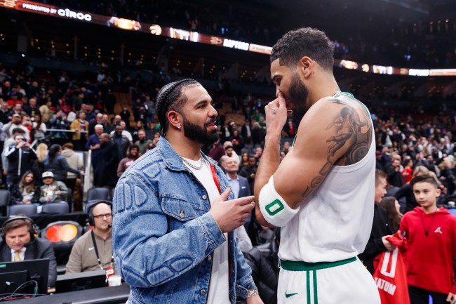 Rapper Drake greets Jayson Tatum