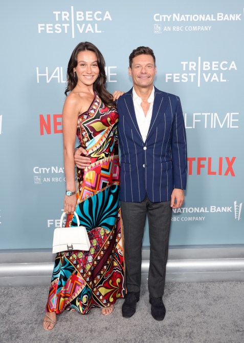 Aubrey Paige and Ryan Seacrest attend the Tribeca Festival Opening Night & World Premiere of Netflix's Halftime on June 08, 2022 in New York City.