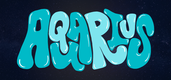 "Aquarius" laid over a starry sky