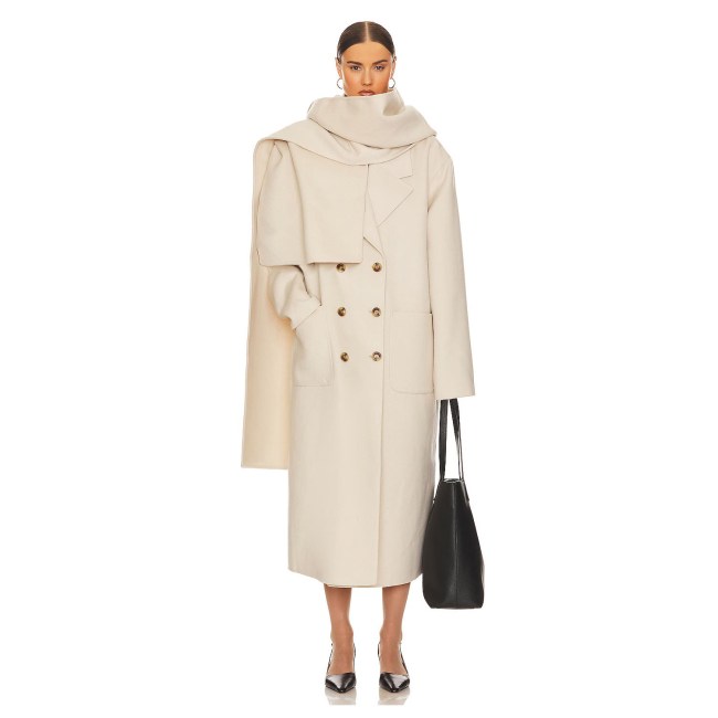 Scarf Coats 2024: Helsa Oversized Coat With Detachable Scarf