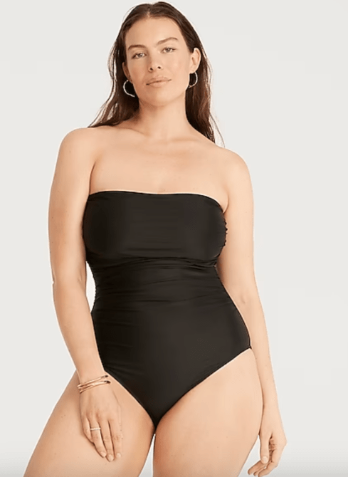 J.Crew Ruched Bandeau One Piece in black