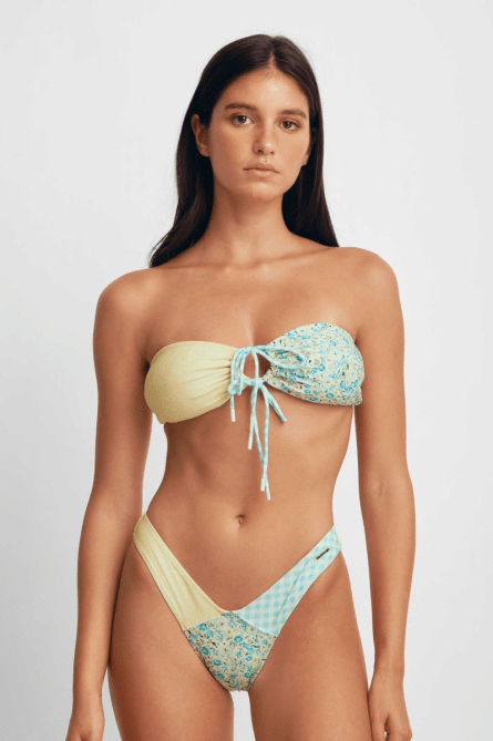 Blackbough Alana Bandeau Top in a light yellow and light blue tiny floral print