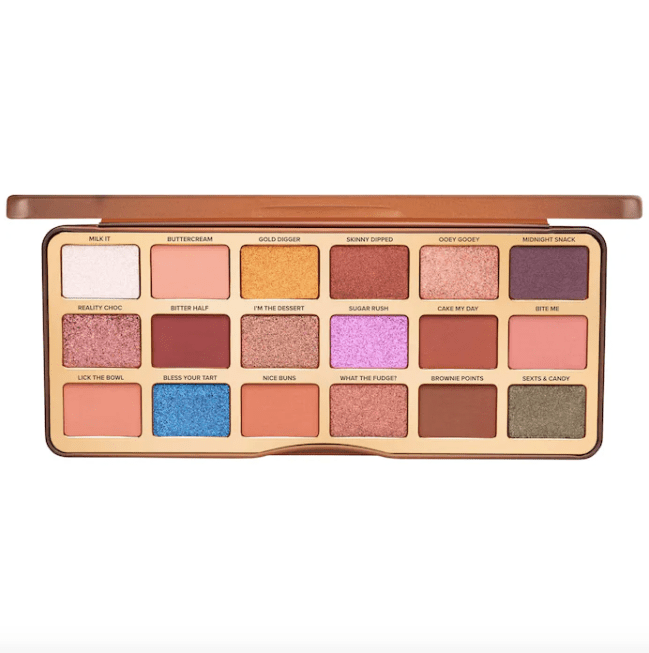 Better Than Chocolate Eyeshadow Palette: colorful sparkly shadows in a brown case.