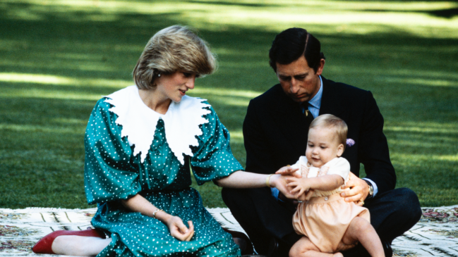April 23, 1983: Prince William with Princess Diana and Prince Charles