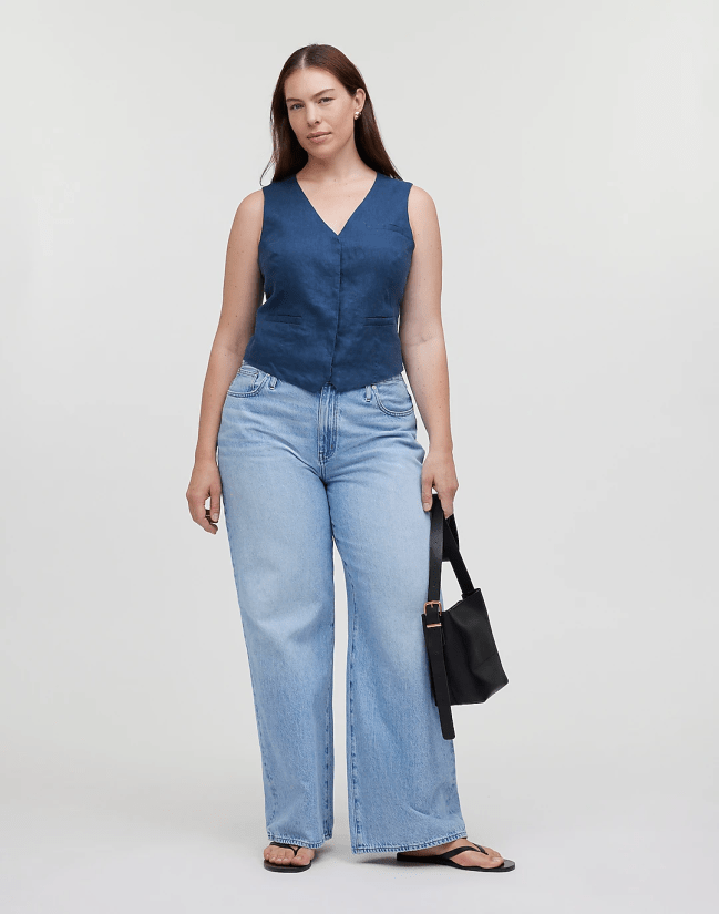 Madewell Single-Breasted Vest in 100% Linen