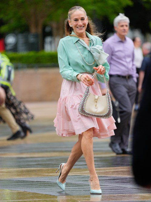 Sarah Jessica Parker is seen on the set of 'And Just Like That' on May 10, 2024 in New York, New York,