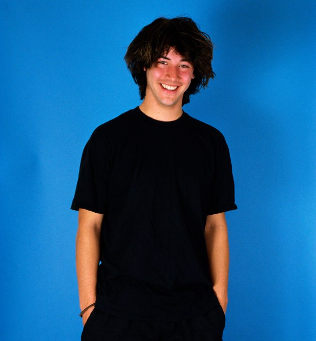 Actor Keanu Reeves, star of "Bill & Ted's Excellent Adventure," poses during a 1987 photo session in West Hollywood, California promoting the film. Reeves later went on to star in such Hollywood blockbusters as "The Matrix" and "Speed."
