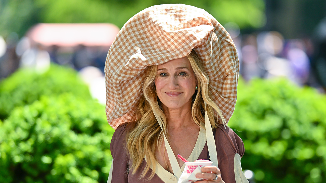 Sarah Jessica Parker is seen on the set of "And Just Like That..." Season 3, the follow up series to "Sex and the City" in Washington Square Park on May 20, 2024 in New York City.