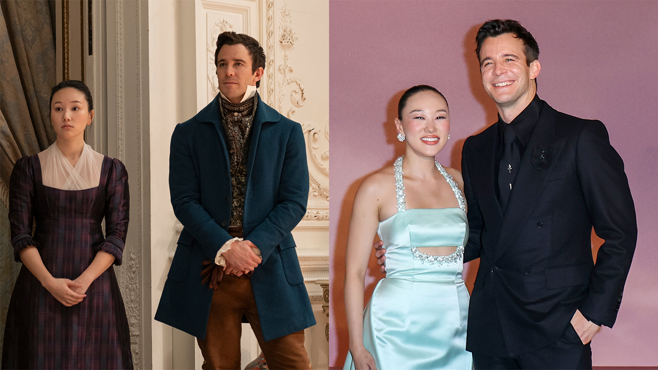 Yerin Ha and Luke Thompson as Sophie Baek and Benedict Bridgerton