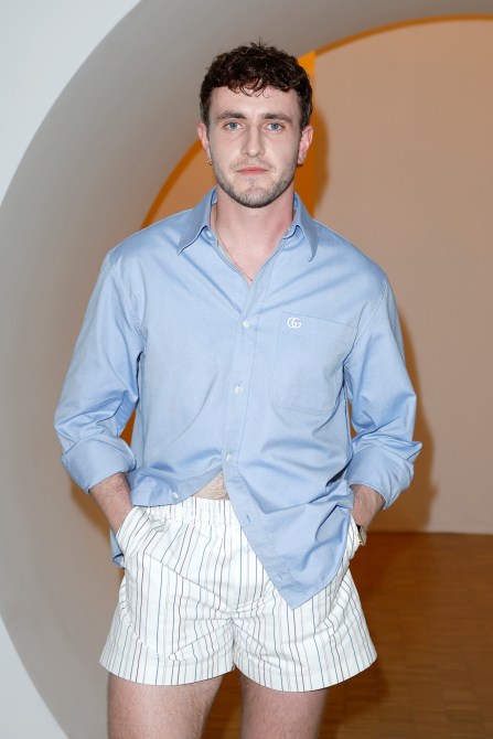 Paul Mescal at the Gucci fashion show during Milan Fashion Week Menswear Spring/Summer 2025 held at Triennale di Milano on June 17, 2024 in Milan, Italy.