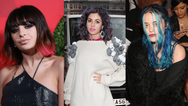 Charli XCX, Marina Diamandis, and Sky Ferreira with colored hair.