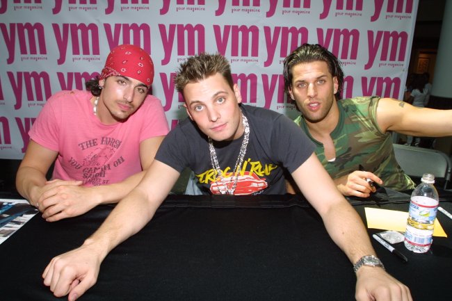 Members of the boy band LFO (L-R) Brad Fischetti, Rich Cronin and Devin Lima pose for a picture August 26, 2001 in Northridge, CA.