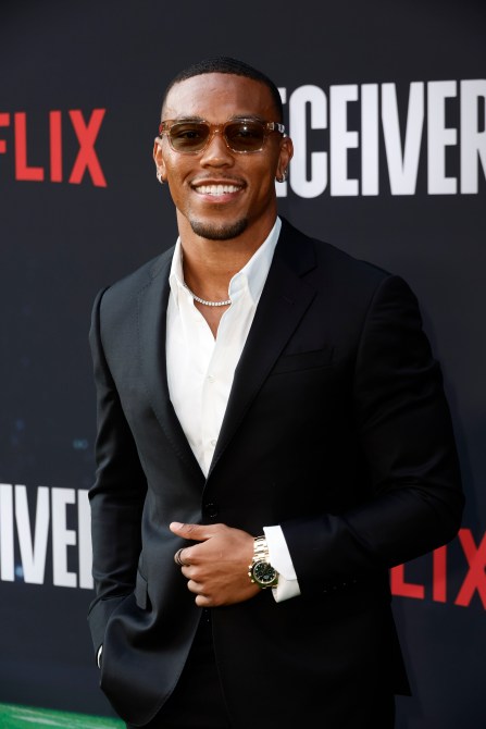 Amon-Ra St. Brown attends the Los Angeles Premiere of Netflix's series "Receiver" at Netflix Tudum Theater on July 09, 2024 in Los Angeles, California.