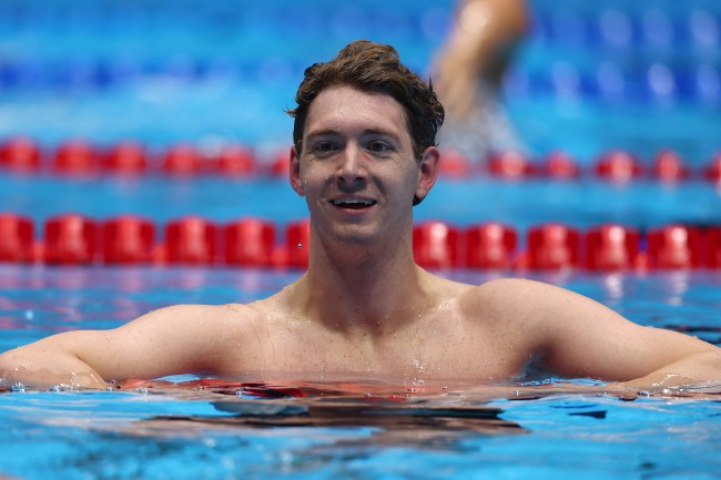 Chris Guiliano of the United States reacts after the Men's 50m freestyle semifinal on Day Six of the 2024 U.S. Olympic Team Swimming Trials at Lucas Oil Stadium on June 20, 2024 in Indianapolis, Indiana