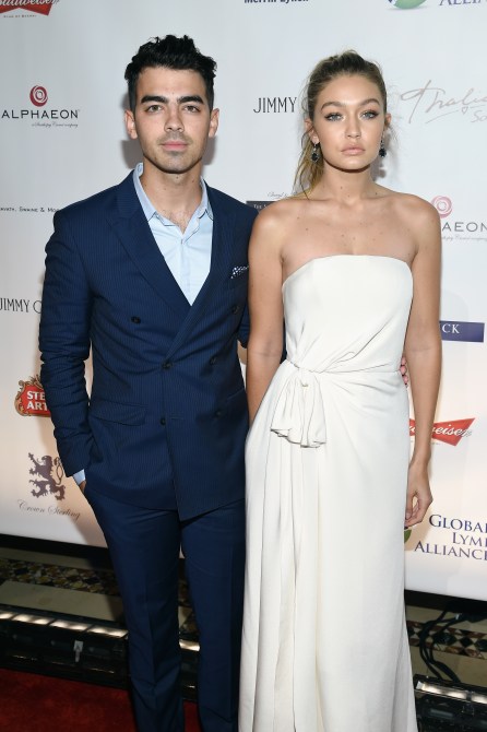 NEW YORK, NY - OCTOBER 08:  Joe Jonas (L) and Gigi Hadid attends the Global Lyme Alliance "Uniting for a Lyme-Free World" Inaugural Gala at Cipriani 42nd Street on October 8, 2015 in New York City.
