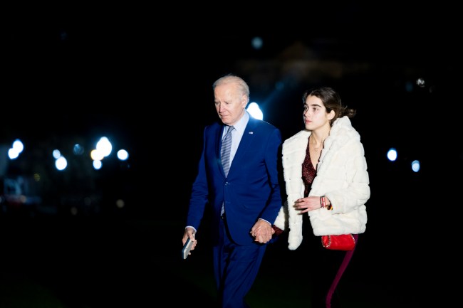 President Joe Biden and his granddaughter Natalie Biden walk across the South Lawn after returning to the White House on Marine One on March 15, 2023 in Washington, DC. President Biden spent the last couple days visiting California and Nevada.