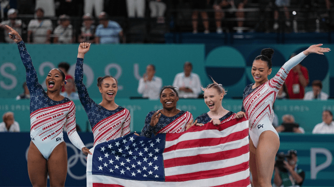 SImone Biles of USA wins gold during the Women's Artistic Gymnastics Women's Team Final - Women's Artistic Gymnastics Women's Team Final on Day 4 of the Olympic Games Paris 2024 at Bercy Arena on July 30, 2024 in Paris, France.