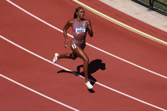 Alexis Holmes competes in the first round of the women's 400 meter dash on Day One of the 2024 U.S. Olympic Team Track & Field Trials at Hayward Field on June 21, 2024 in Eugene, Oregon.