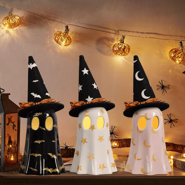 DAZONGE Ceramic Ghost Halloween Decor - Set of 3