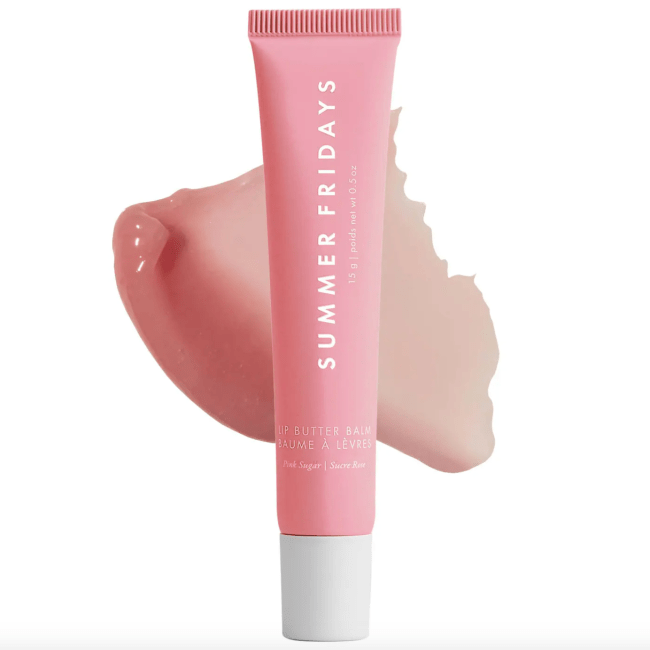 Summer Fridays Lip Butter Balm in a pink bottle.